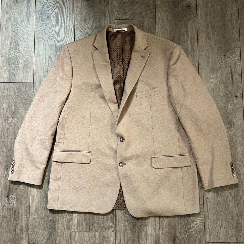 Lauren Ralph Lauren Mens 48L Wool Silk Cashmere Blazer Sport Coat Tan Camel